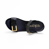 Yokono Bari-262 Sandalia de cuña negra