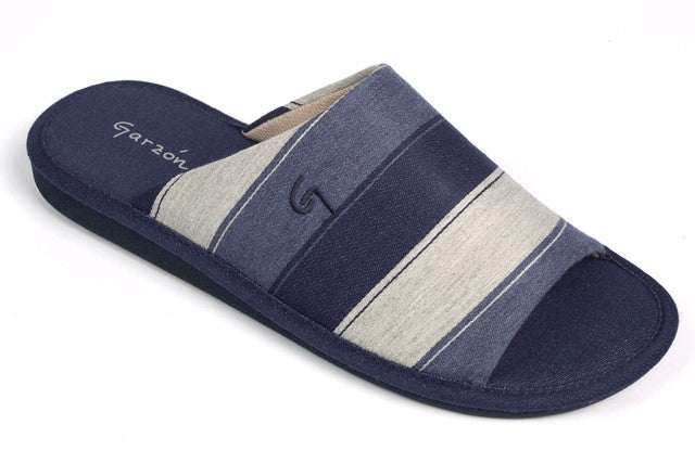 Garzón P378.082 Zapatilla de estar por casa destalonada rayas marino.