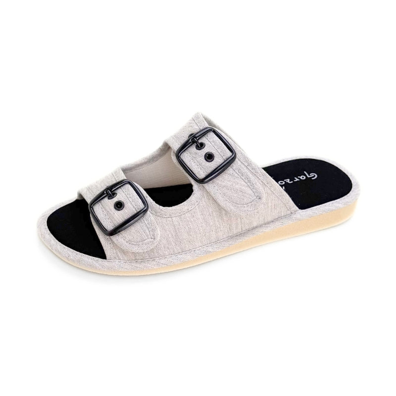 Garzón P495.119 Zapatilla de casa gris con hebillas