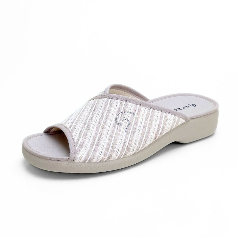 Garzón 3258 Zapatilla de estar por casa destalonada cuña baja beig