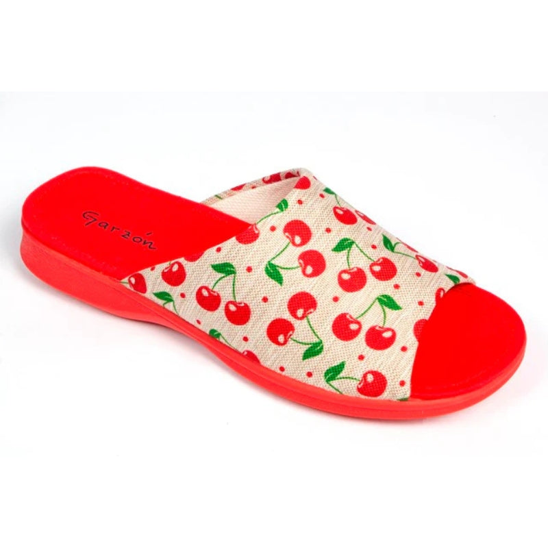 Garzón 2530.165 Zapatilla de estar por casa destalonada cerezas rojo