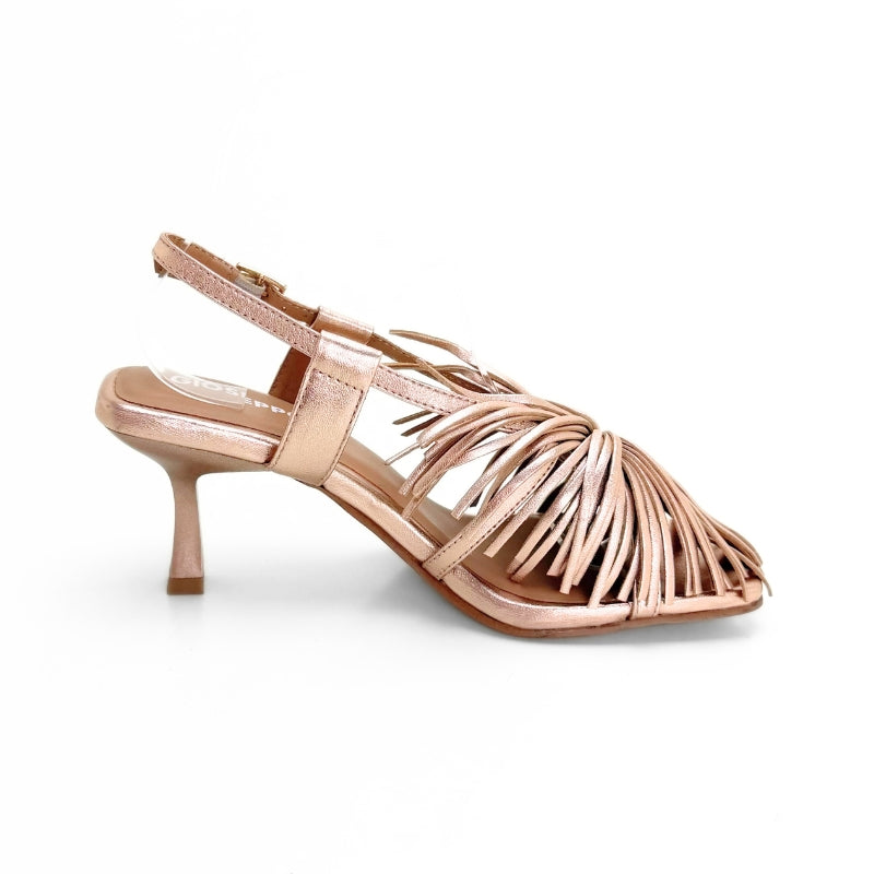 Gioseppo Lukac sandalia tacón oro rosa