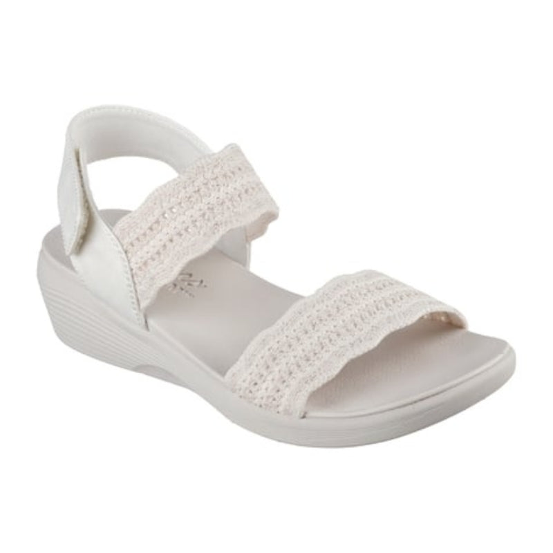 SKECHERS 119559 Sandalia de cuña velcro calada beige