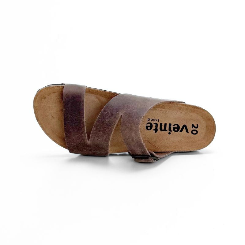 Veinte Lisboa Sandalia bio taupe con hebilla
