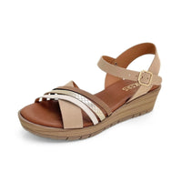 Wikers T-90137 sandalia cuña beige combinada