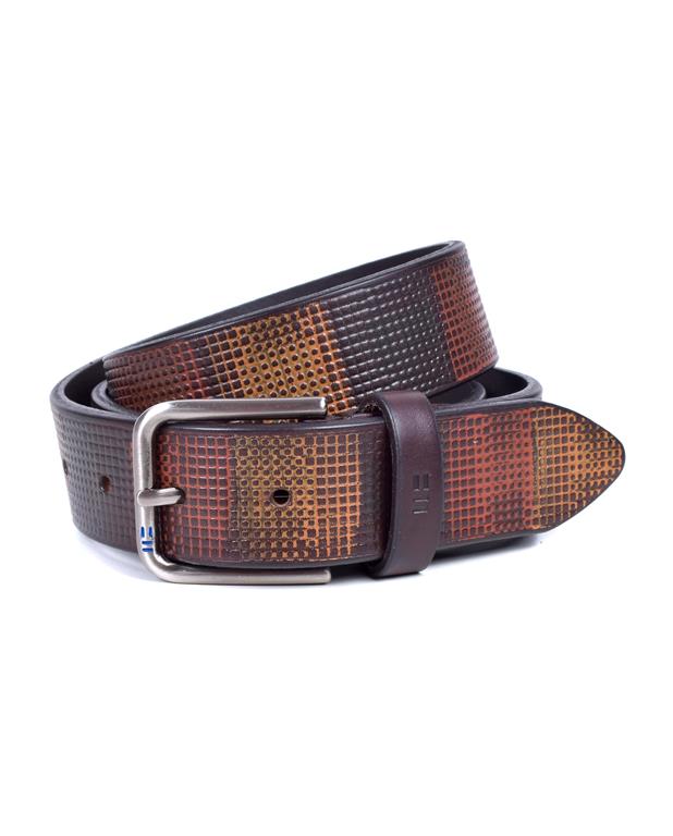Bellido755-35 Cinturón de piel con grabado multicolor marrón