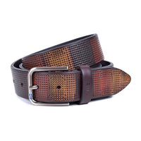 Bellido755-35 Cinturón de piel con grabado multicolor marrón