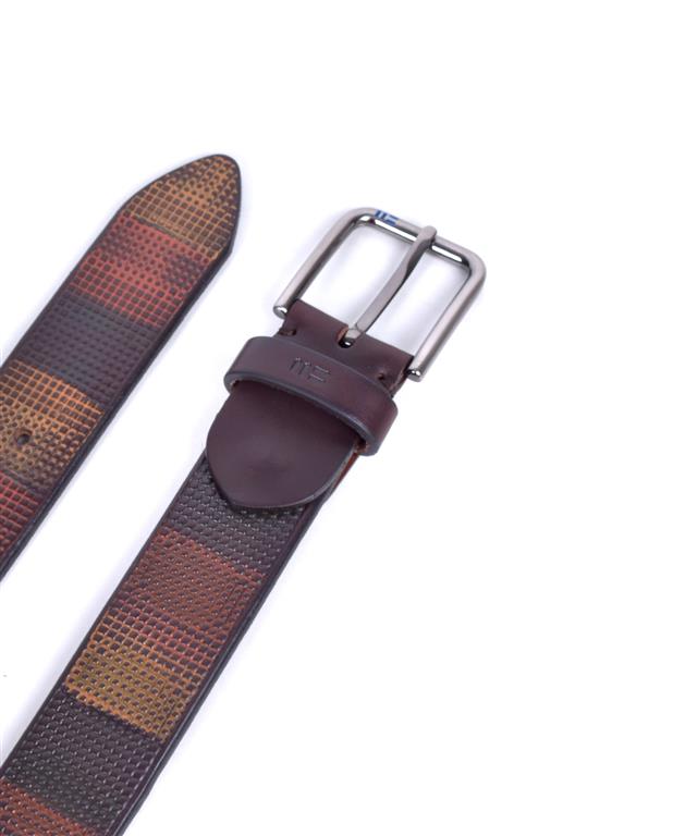 Bellido755-35 Cinturón de piel con grabado multicolor marrón