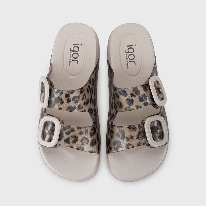 Igor Habana Leo Sandalia de agua bio taupe animal print