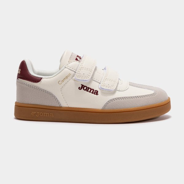 Joma Campus Jr Deportiva niño con velcro blanco burdeos