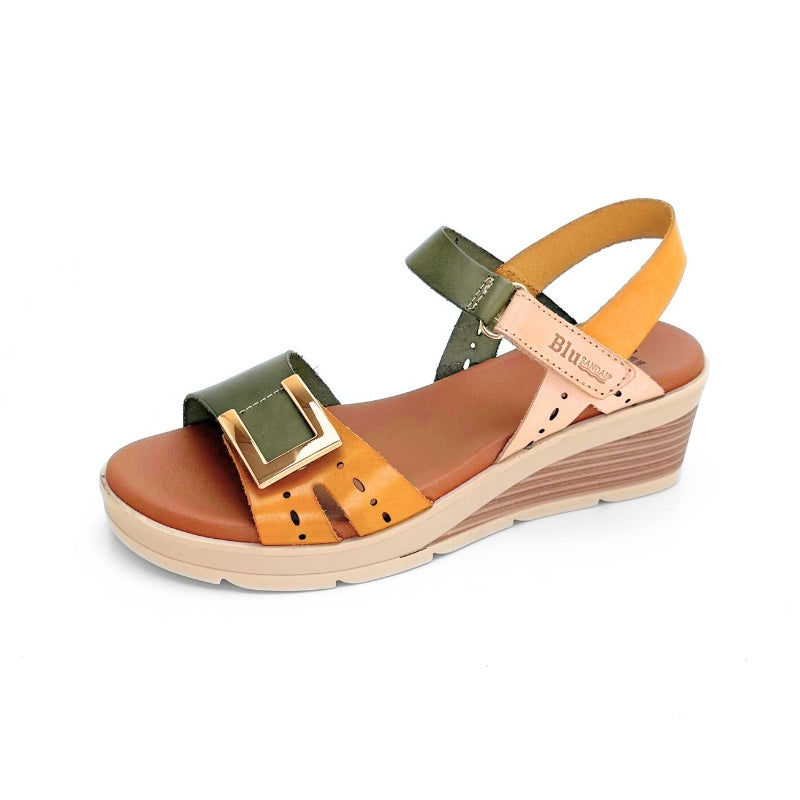Blu Sandal 3122 Sandalia plataforma caqui combinada