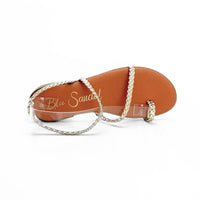 Blu Sandal 951 Sandalia romana trenzada dedo platino