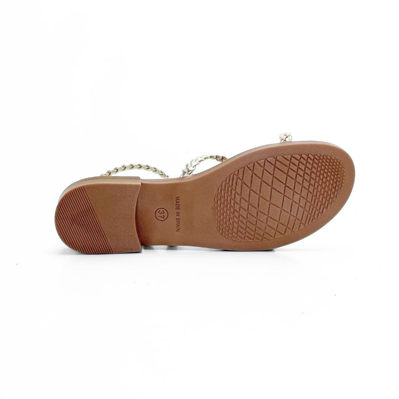 Blu Sandal 951 Sandalia romana trenzada dedo platino