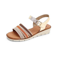 Blu Sandal 25027 Sandalia tiras combinada cuero y platino