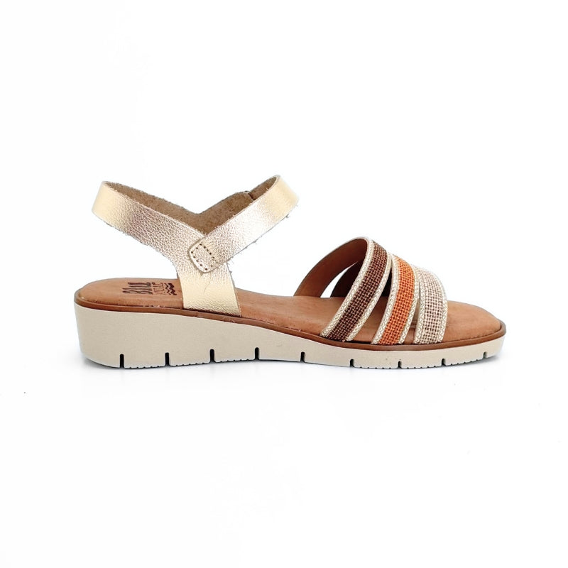 Blu Sandal 25027 Sandalia tiras combinada cuero y platino