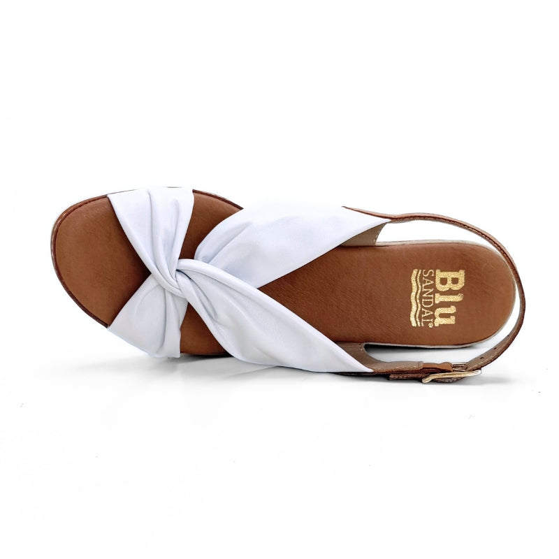 Blu Sandal 229 Sandalia de plataforma blanca con nudo