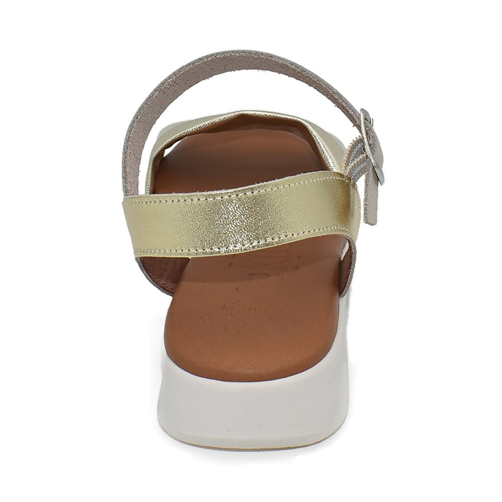 Tekila 517 Sandalia plana mujer combinada platino beige