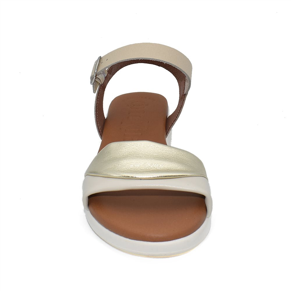 Tekila 517 Sandalia plana mujer combinada platino beige