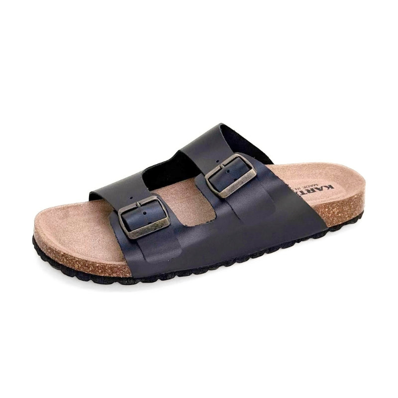 Kartamo Milan Sandalia bio negra con 2 hebillas