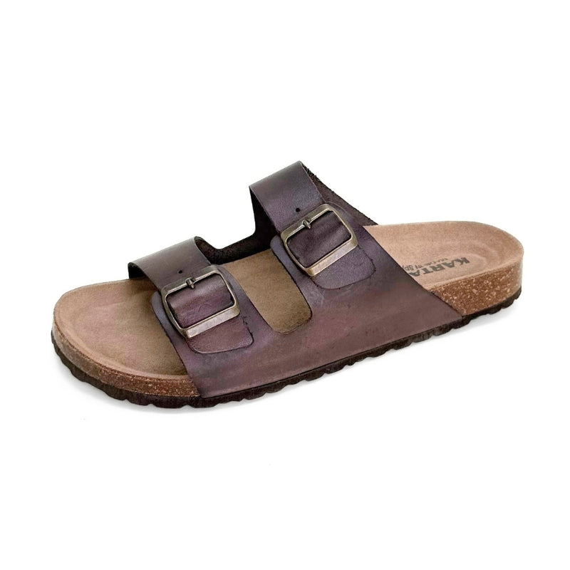 Kartamo Milan Sandalia bio moka de piel doble hebilla