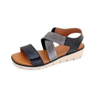 WalkFlex 250225 Sandalia negra cruzada con velcro