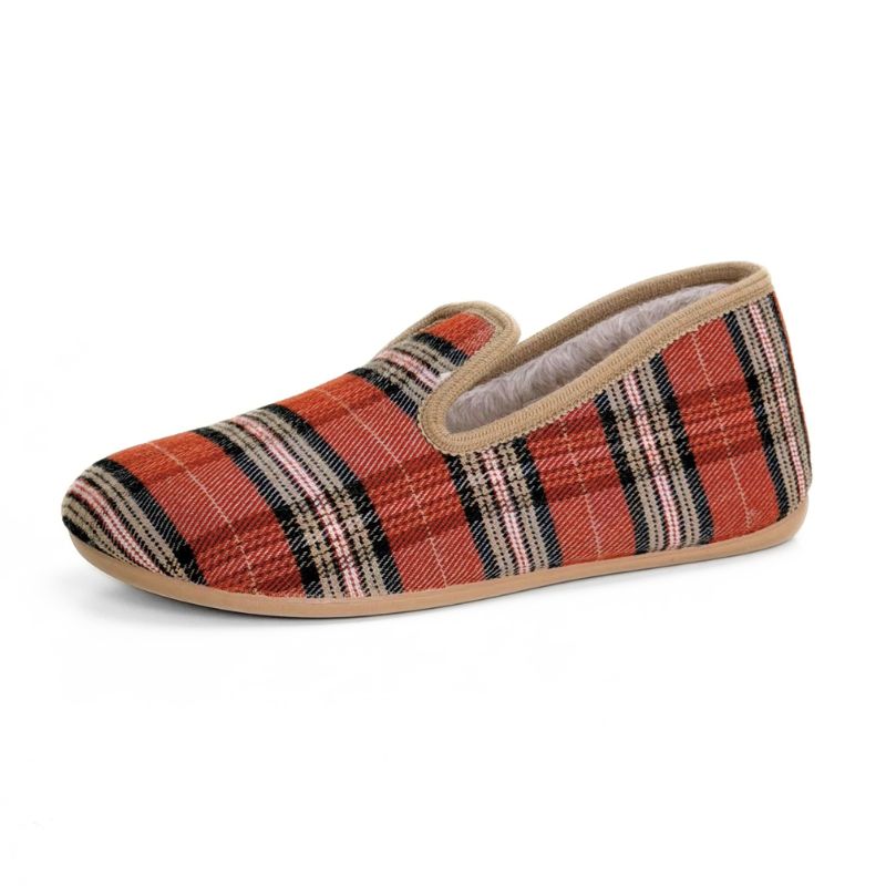 CM Confort 30650 Zapatilla de casa cuadros naranja hombre