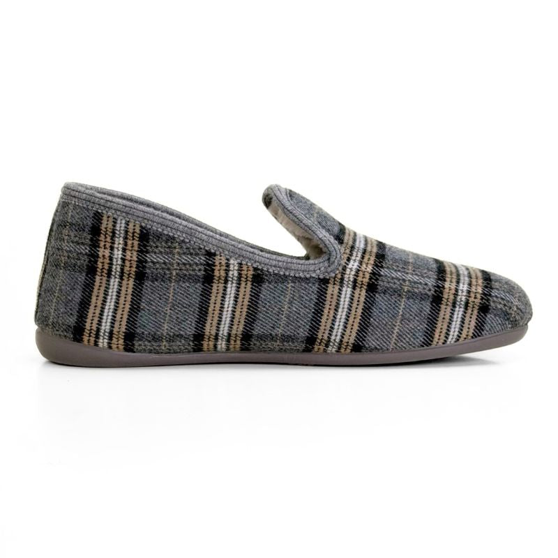 CM Confort 30650 Zapatilla de casa cuadros gris hombre