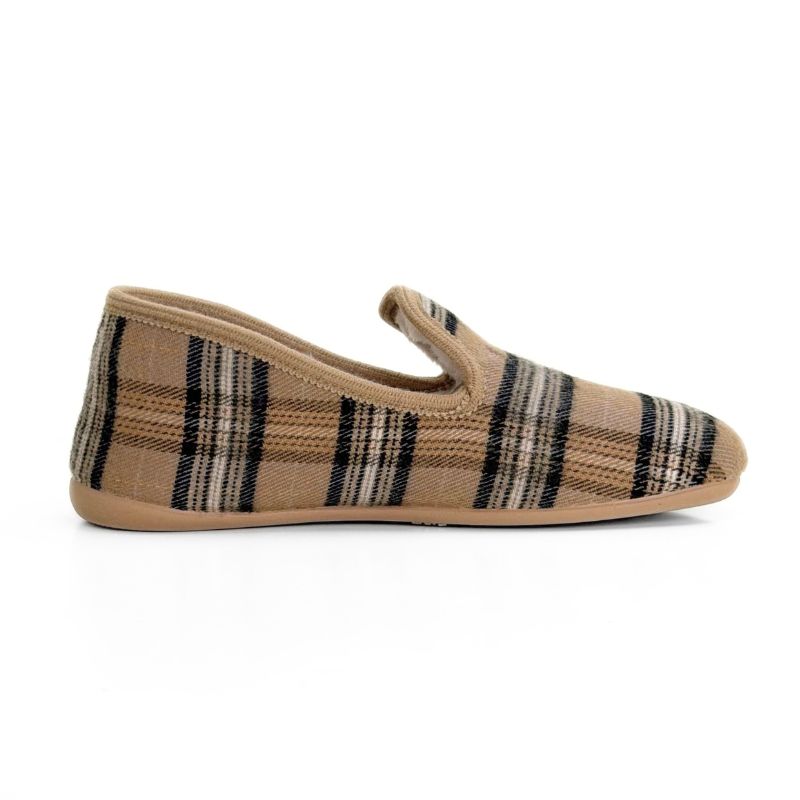 CM Confort 30650 Zapatilla de casa cuadros beige hombre