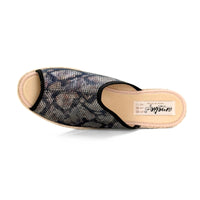 Amelie Zueco de cuña alta de esparto animal print