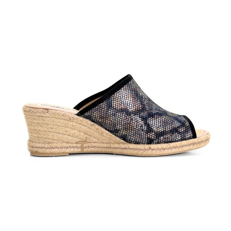 Amelie Zueco de cuña alta de esparto animal print