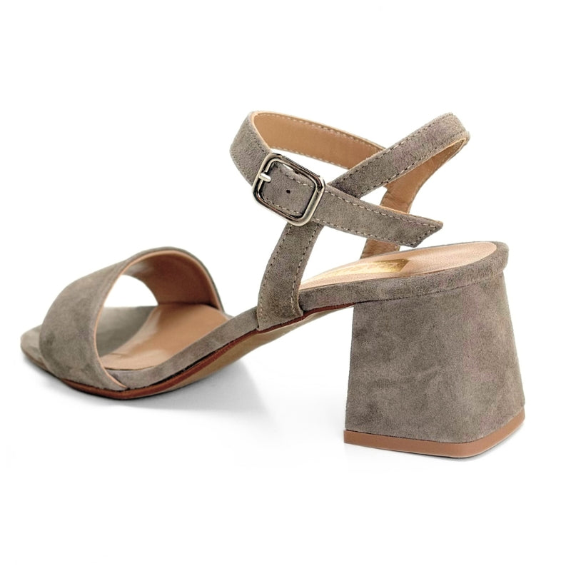 Casual 281 Sandalia de tacón taupe de serraje