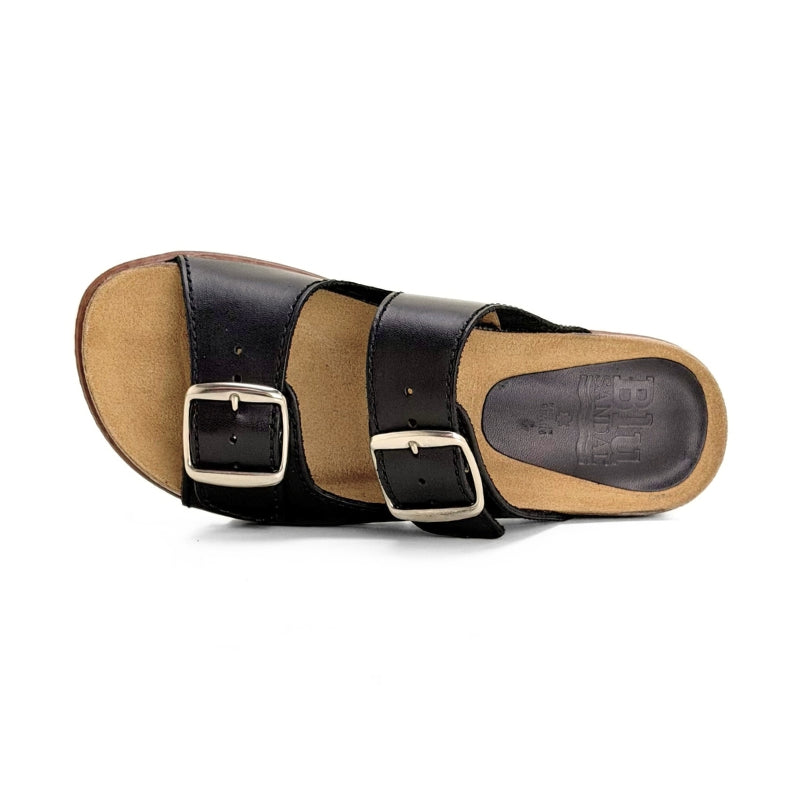 Blu Sandals 1896 Sandalia bio negra con 2 hebillas