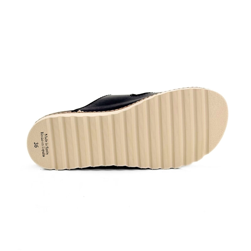 Blu Sandals 1896 Sandalia bio negra con 2 hebillas
