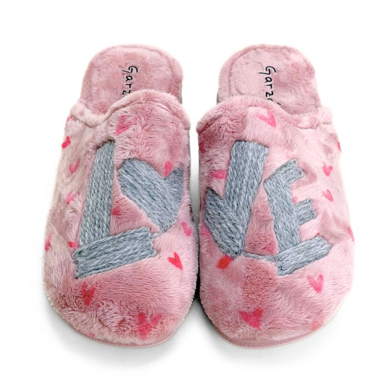 Zapatilla de casa Garzón 2819.275 rosa con bordado LOVE