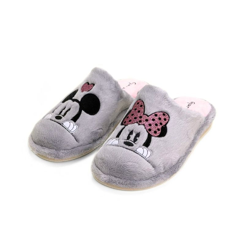 Zapatilla de casa Garzón mujer Mickey y Minnie gris