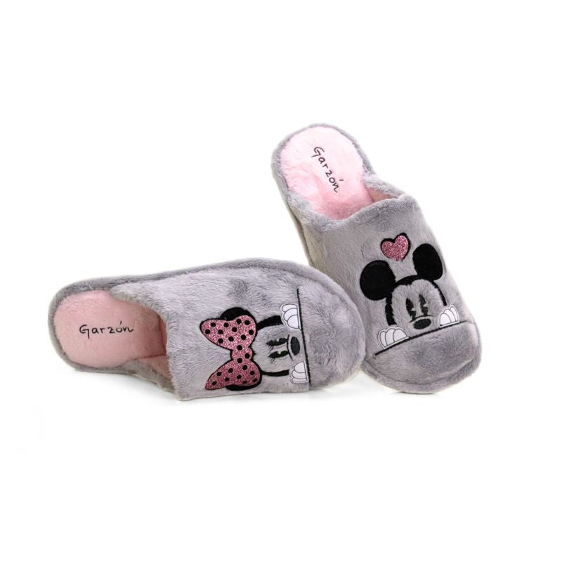Zapatilla de casa Garzón mujer Mickey y Minnie gris