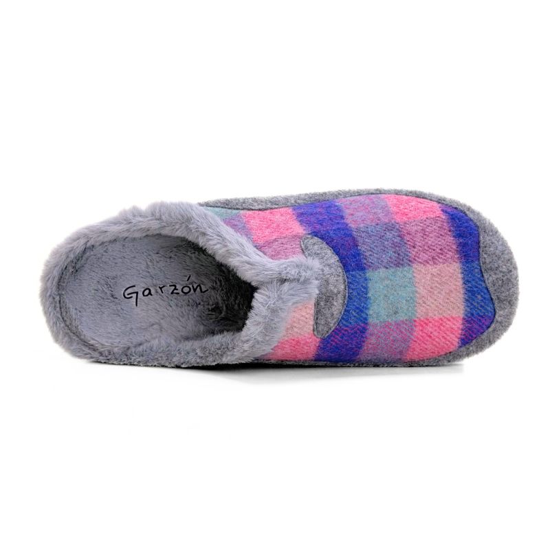 Zapatilla de casa Garzón 7450.300 de cuadros con pelo