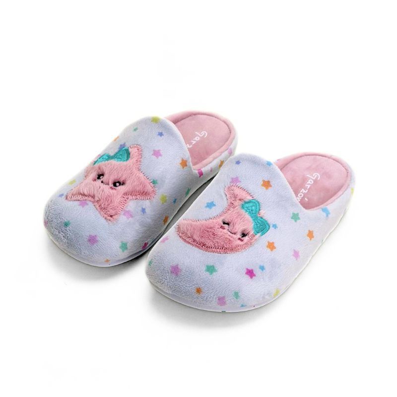 Zapatilla de casa infantil Garzón estrella y luna destalonada