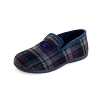 Zapatilla de casa Garzón hombre de cuadros marino y rojo