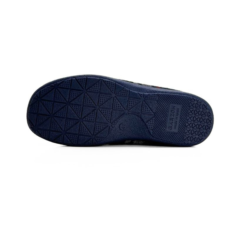 Zapatilla de casa Garzón hombre de cuadros marino y rojo