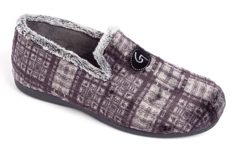 Garzón 6001.292 Zapatilla de ir por casa cerrada de cuadros negro