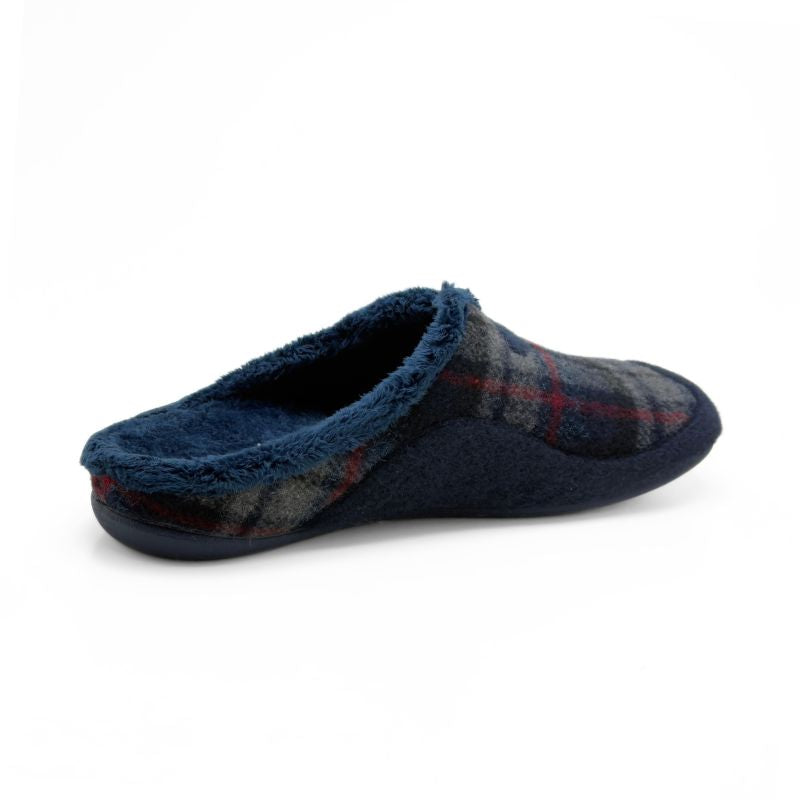 Garzón 8450.296 Zapatilla de ir por casa hombre destalonada de cuadros marino