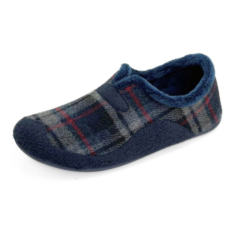 Zapatilla de casa cerrada Garzón 8950.296 de cuadros azul marino