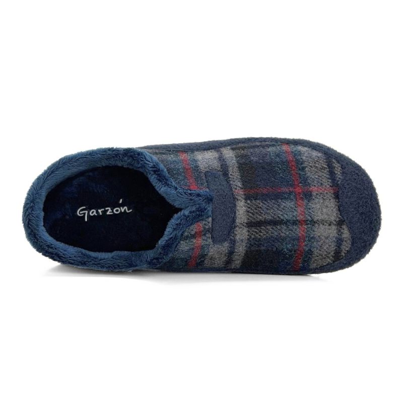 Zapatilla de casa cerrada Garzón 8950.296 de cuadros azul marino