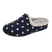 Zapatilla de casa Garzón 12000.580 azul marino con flores
