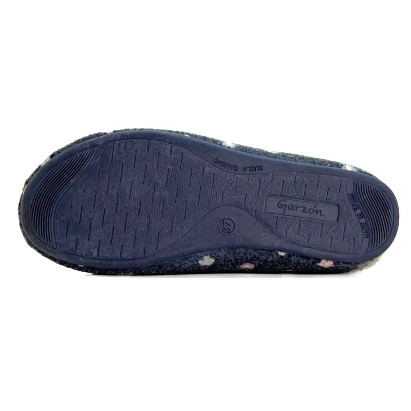 Zapatilla de casa Garzón 12000.580 azul marino con flores