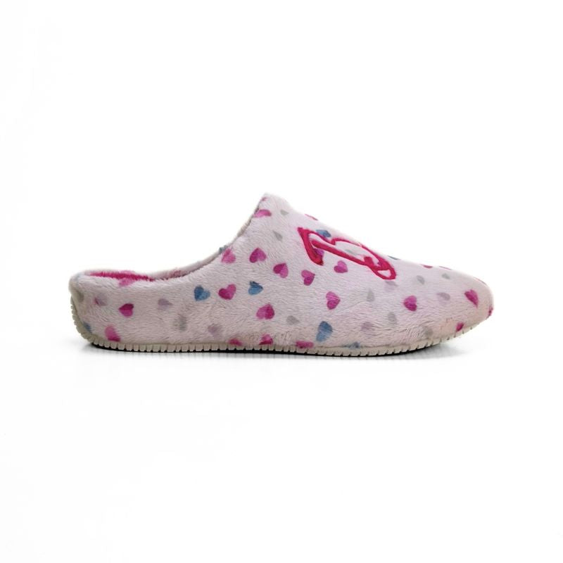 Zapatilla de casa Garzón mujer Bon Dia blanca con corazones