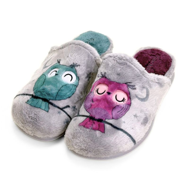 Zapatilla de casa Garzón 2821.275 gris con búhos