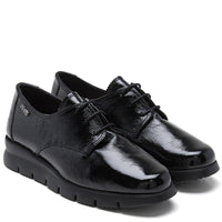 24HRS Zapato de mujer con cordones en charol negro