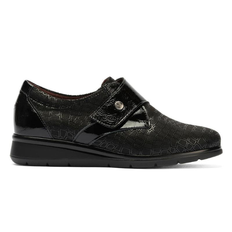 Zapato Pitillos mujer negro con velcro y ancho especial